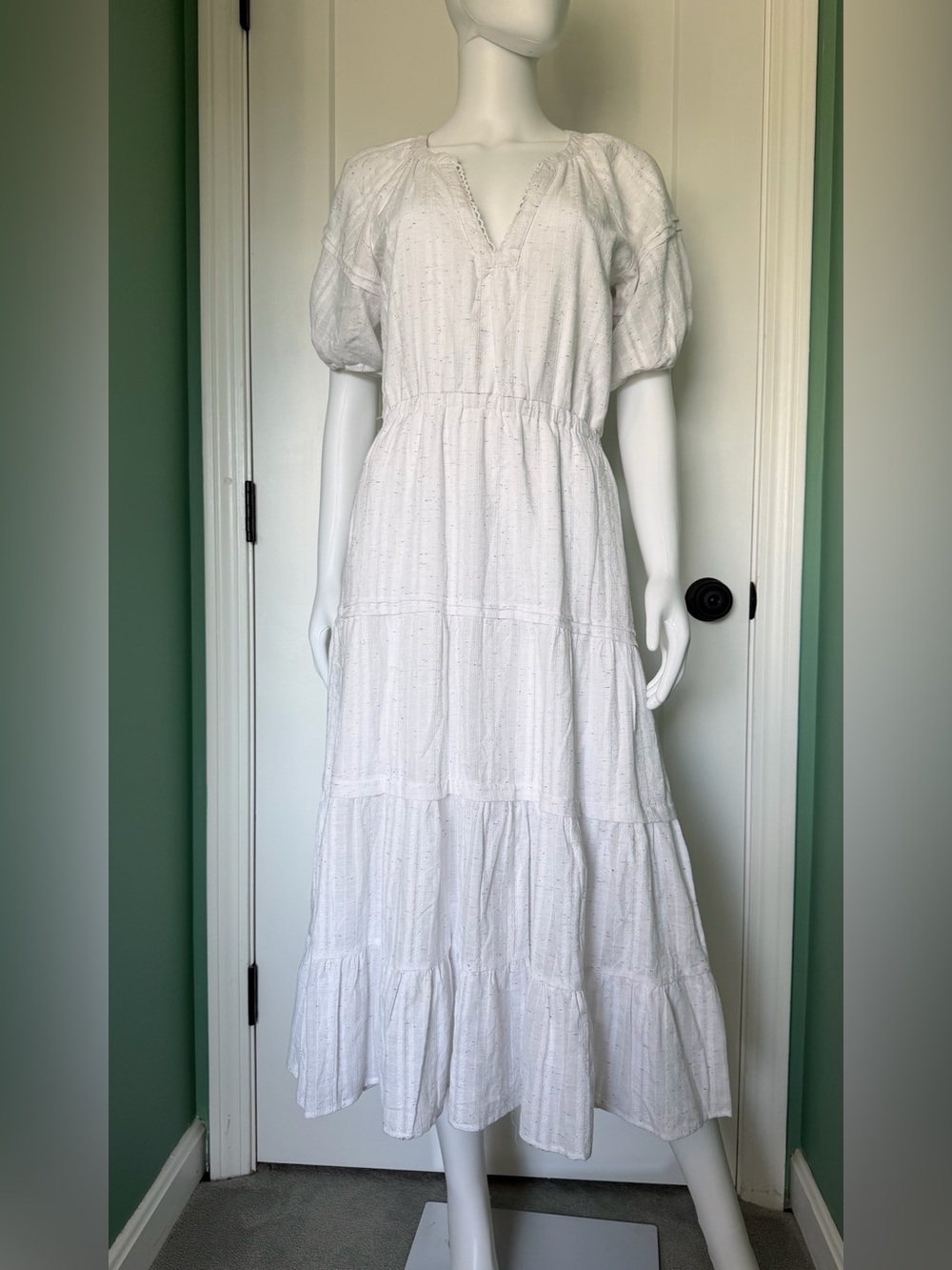 Betsey Johnson Snow White/Spectator Tiered Maxi Dress